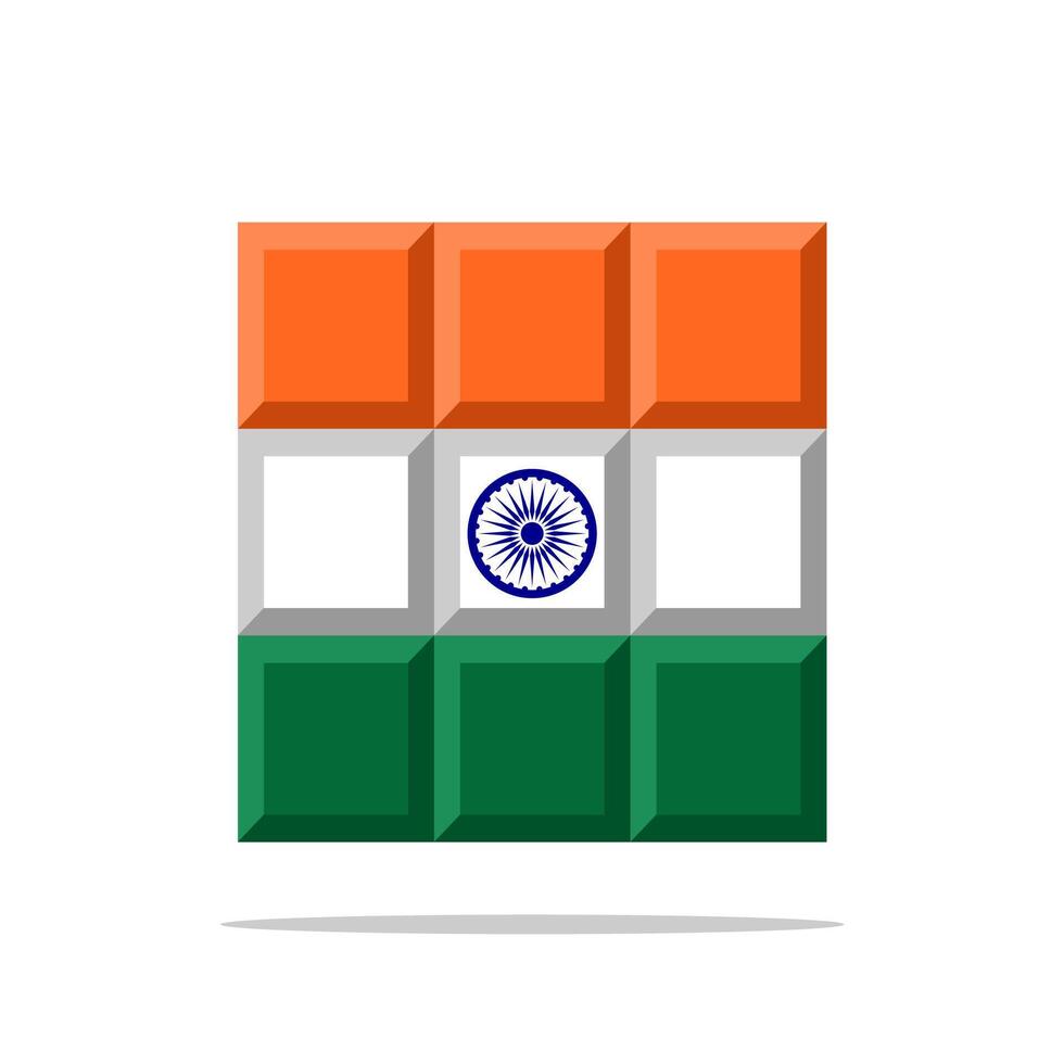 India flag icon in the form of a square vector