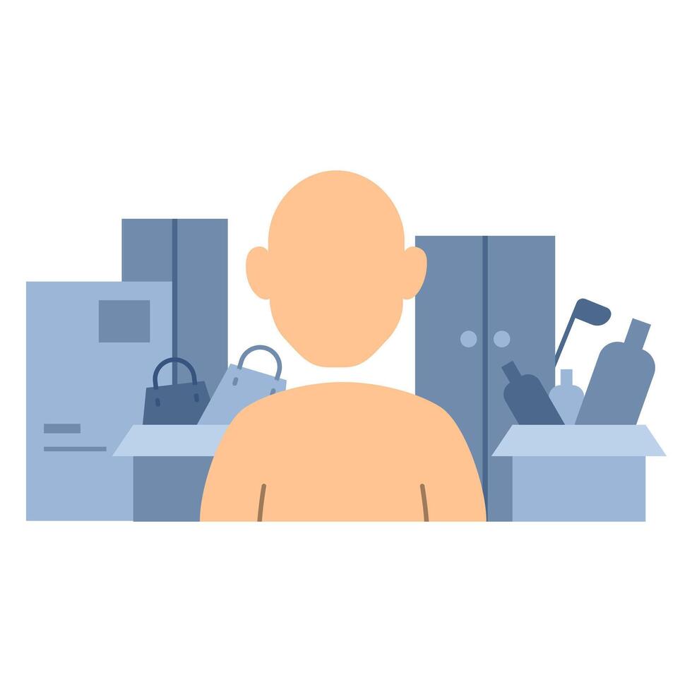 A man having hoarding disorder vector