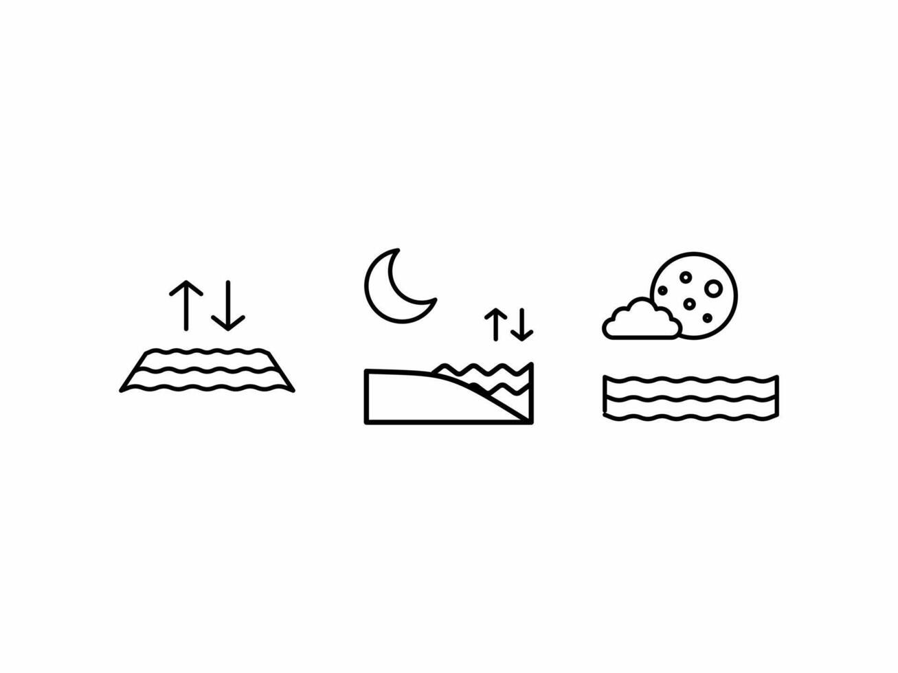 icon set tide line design vector