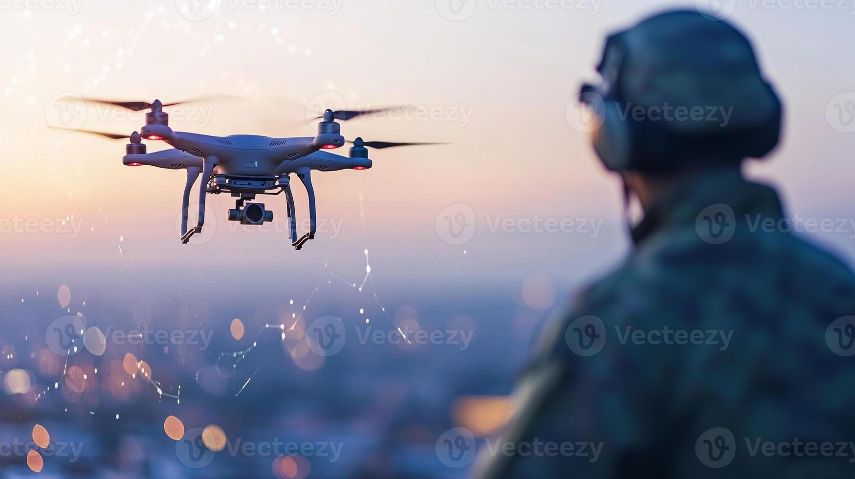 military drone operator wearing uniform operarting photo