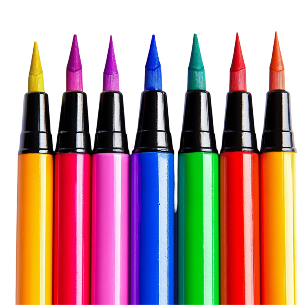 Set of Rainbow Markers on Transparent Background png