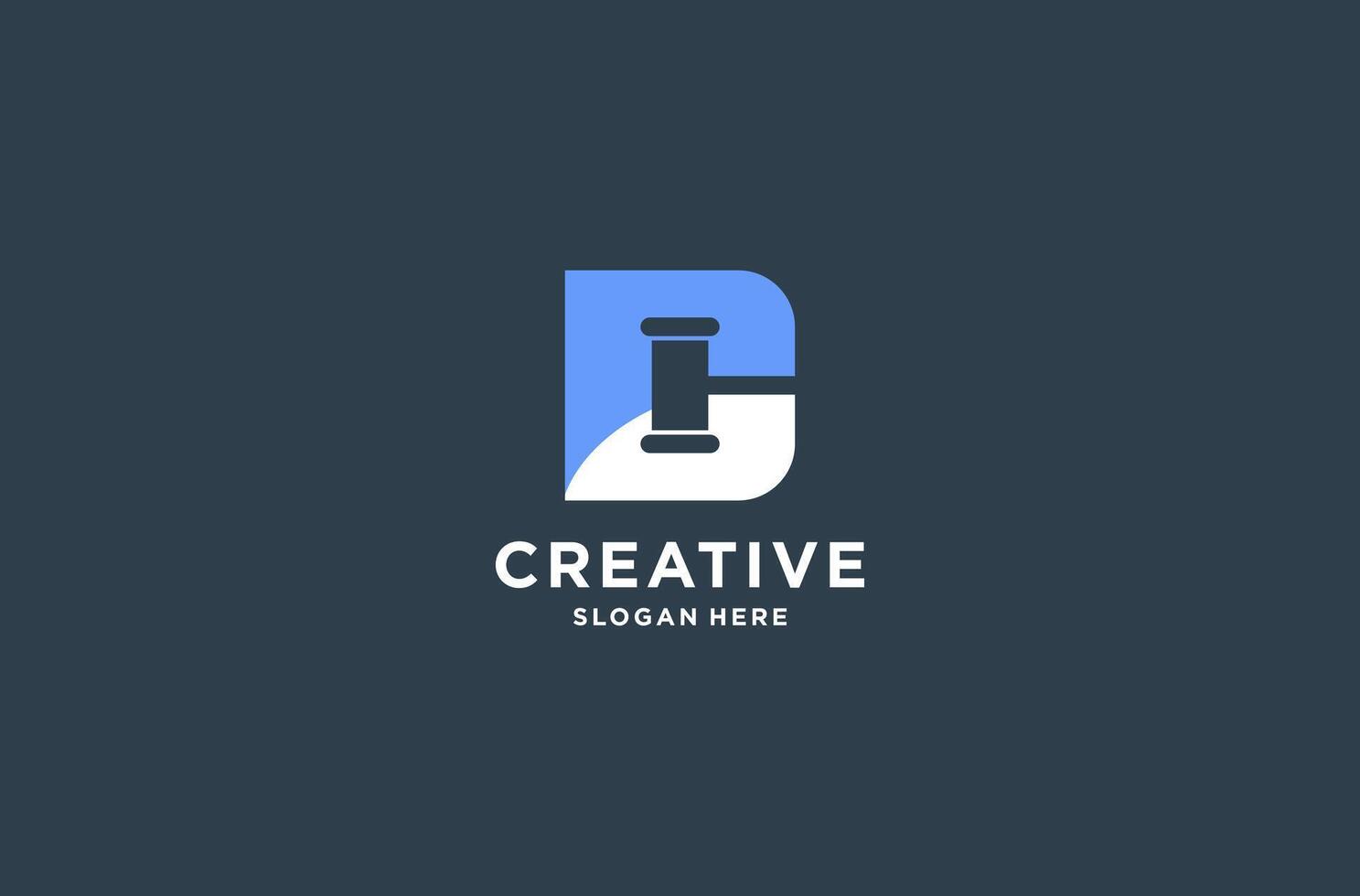 hammer of law and letter D logo design. vector