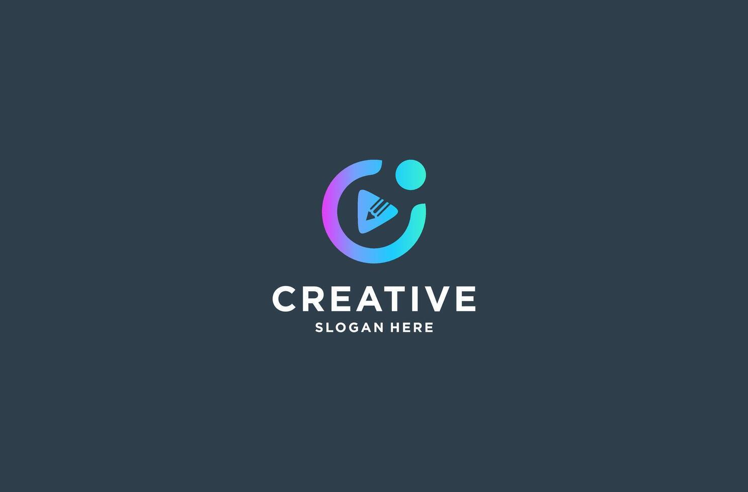 C media creator logo design premium . vector