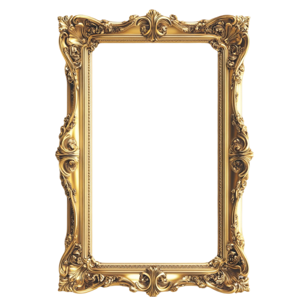 Classic Gold Photo Frame on Transparent Background png