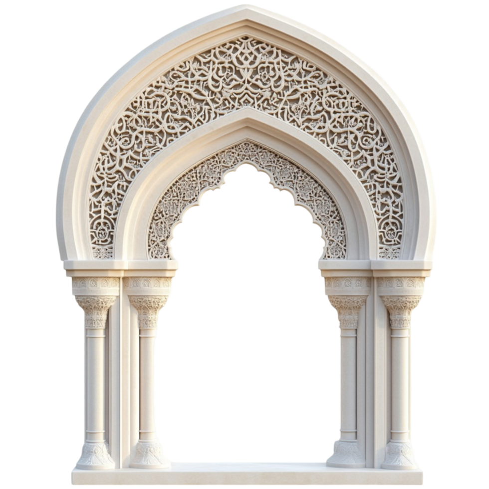 Classic White Marble Archway Design on Transparent Background png