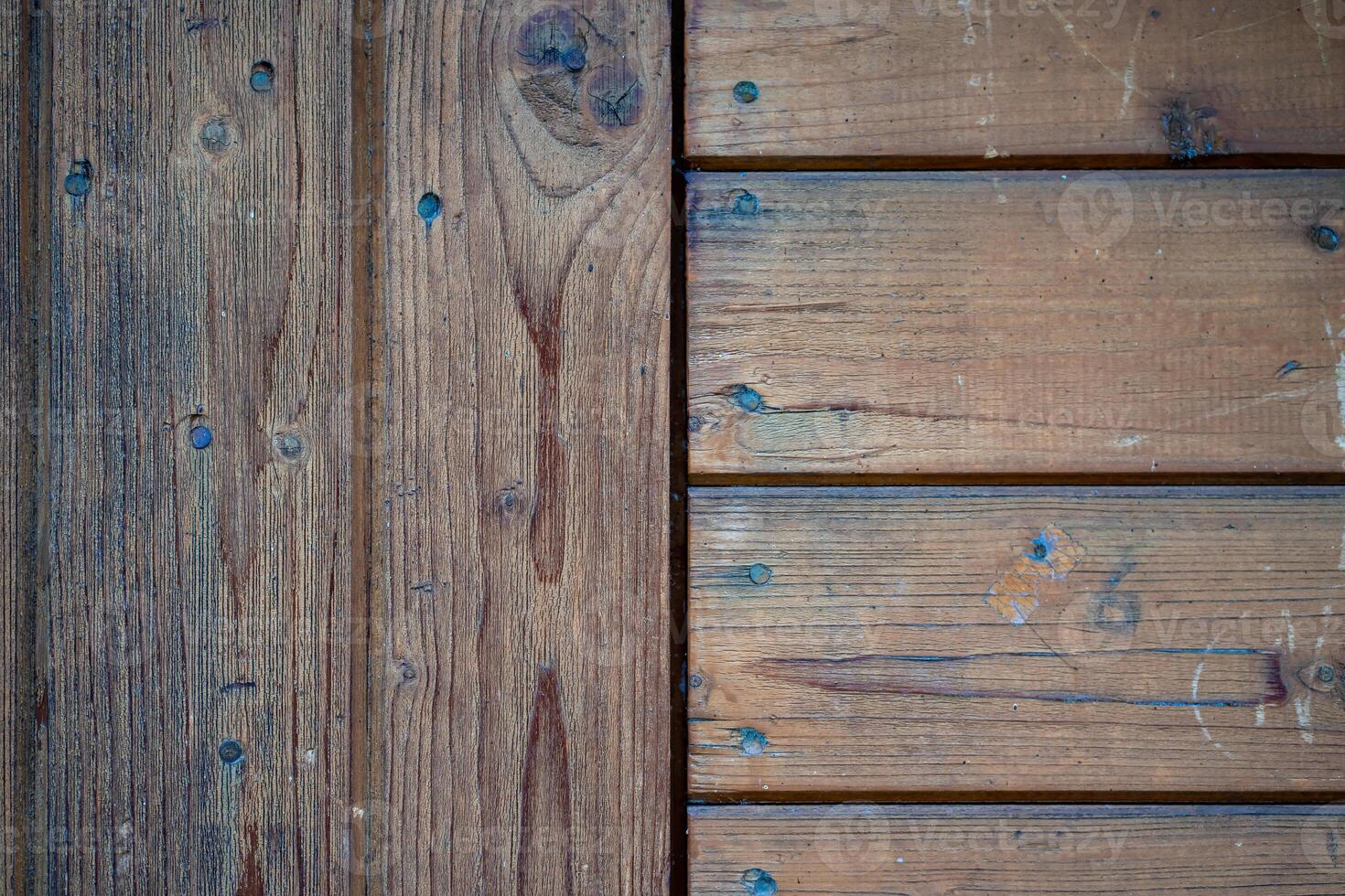 Close-up view of horizontal and vertical wood panel masonry photo
