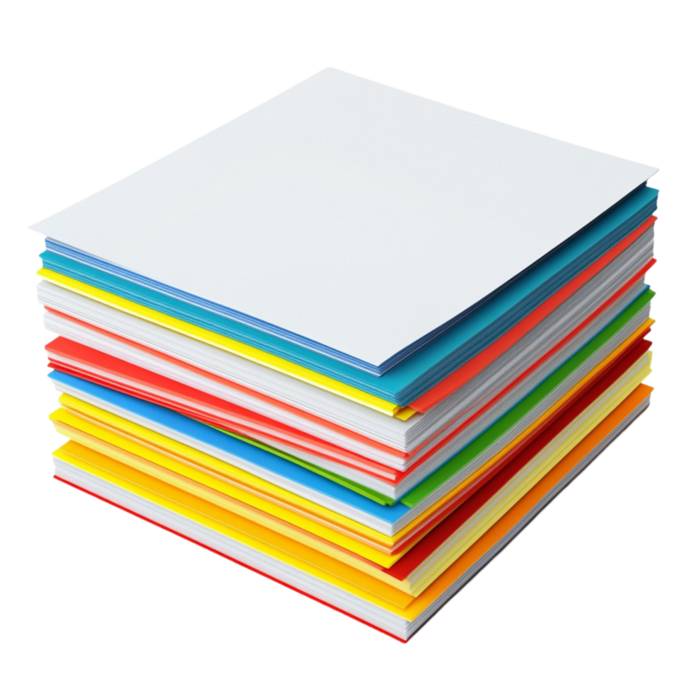 Stack of Colored Papers on Transparent Background png