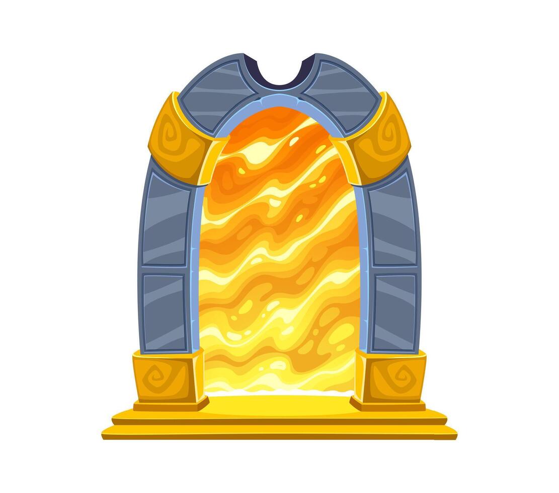 Fantasy game magic portal door, witchcraft game vector