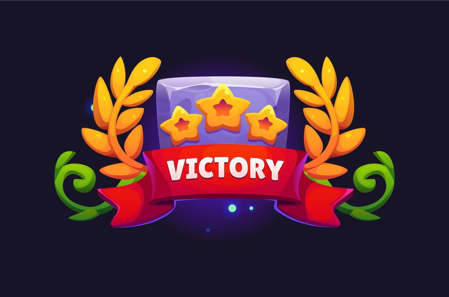 Game victory icon, winning award cartoon badge vector