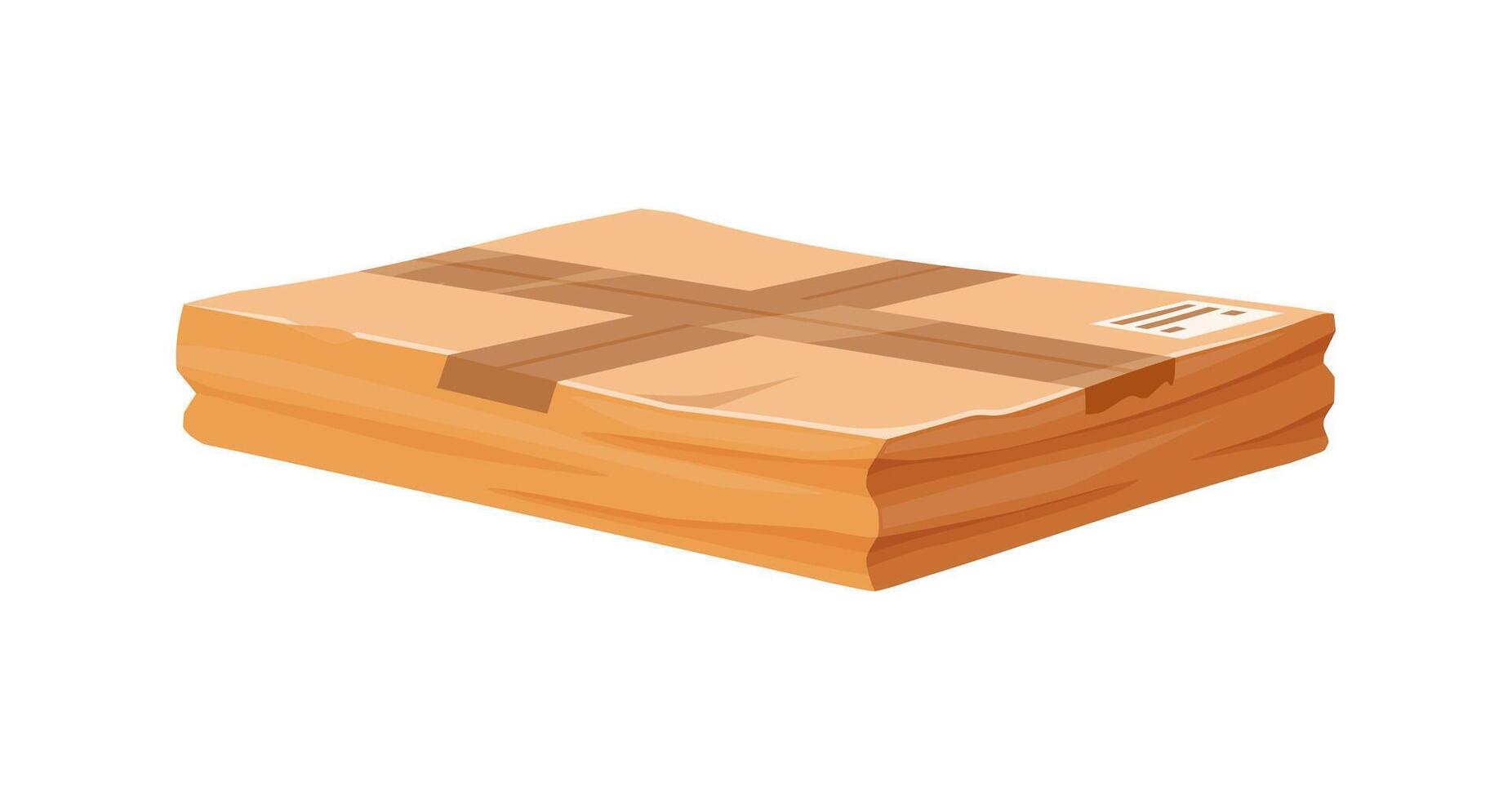 Damaged crumpled cardboard box or broken package vector