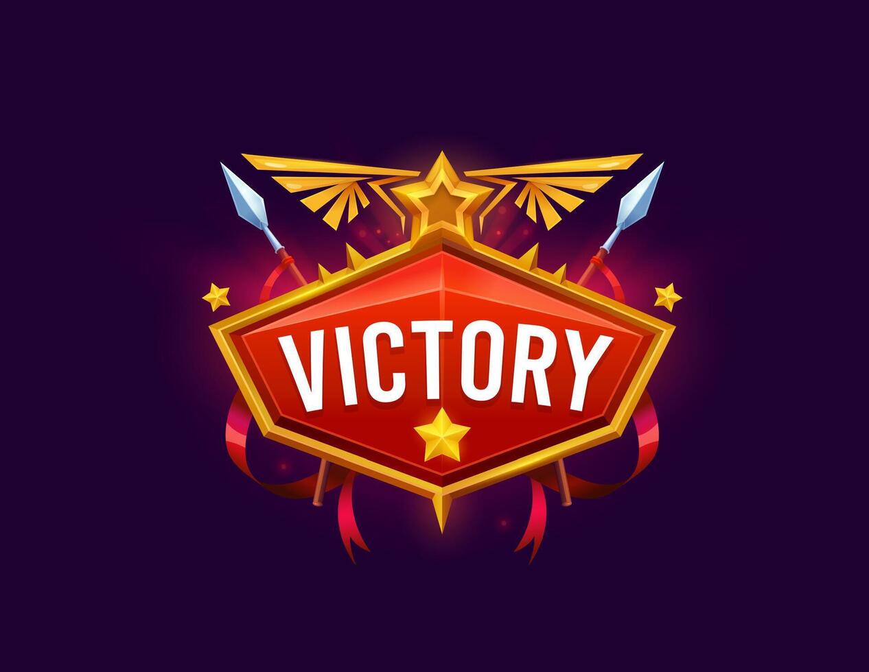 Game victory icon badge, award trophy gui banner vector