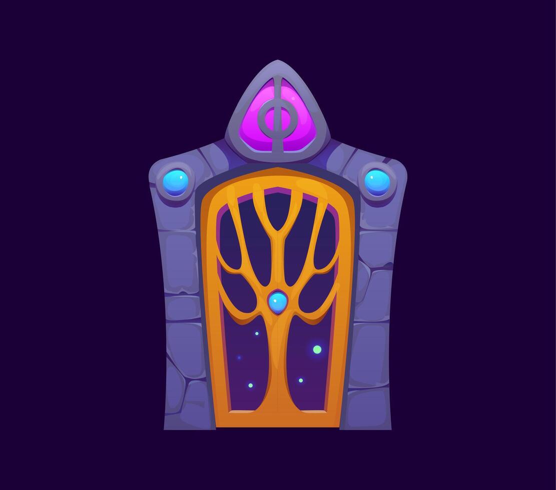 Fantasy magic gate door portal, game asset vector