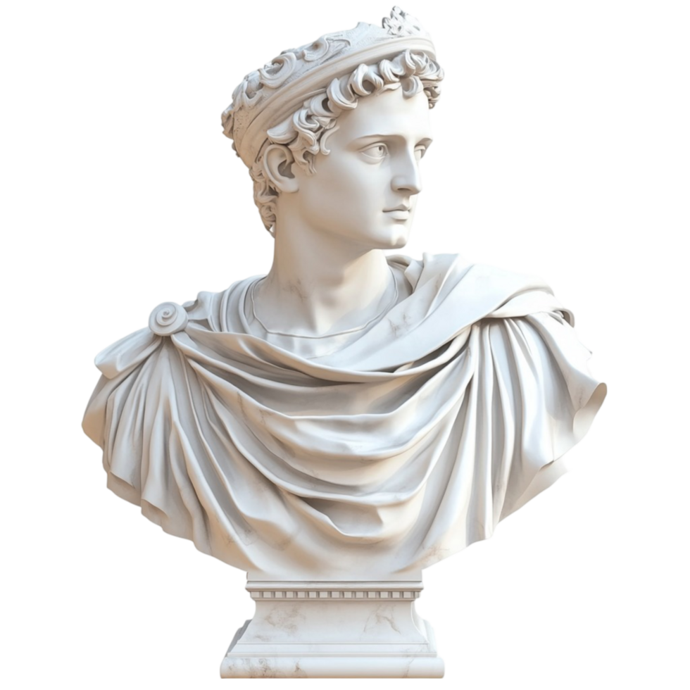 Bust of a Man in a White Robe on Transparent Background png