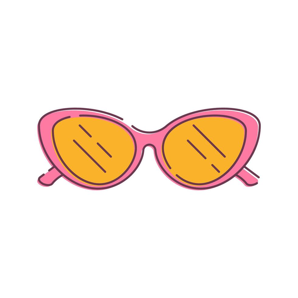 Trendy yellow-tinted sunglasses with a pink frame. Adds a bold fashion statement. vector