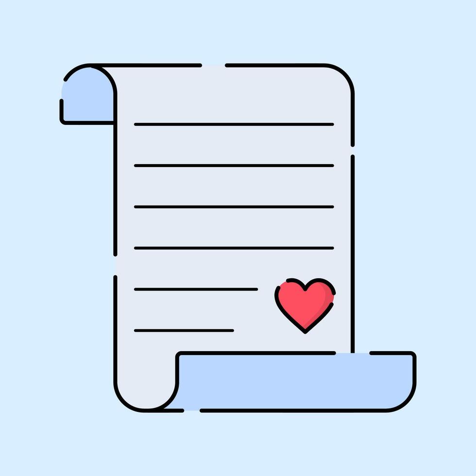 Love Letter Icon Illustration, with Soft Color Flat Design Style vector