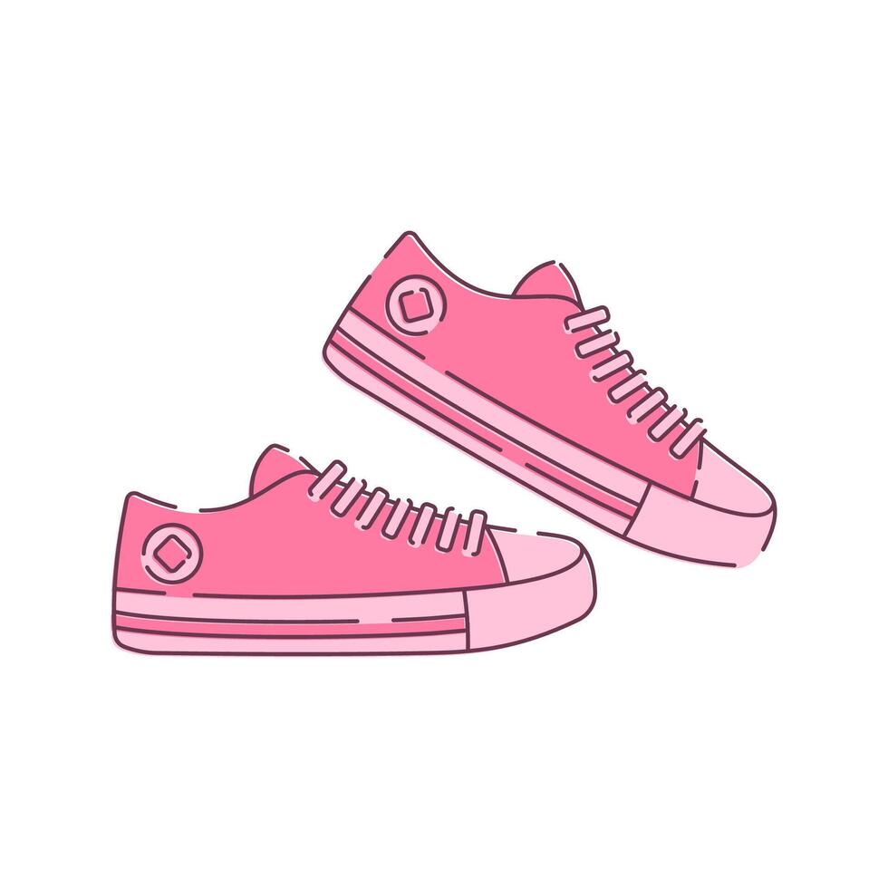A pair of pink sneakers, combining comfort and fashion. Ideal for casual wear. vector