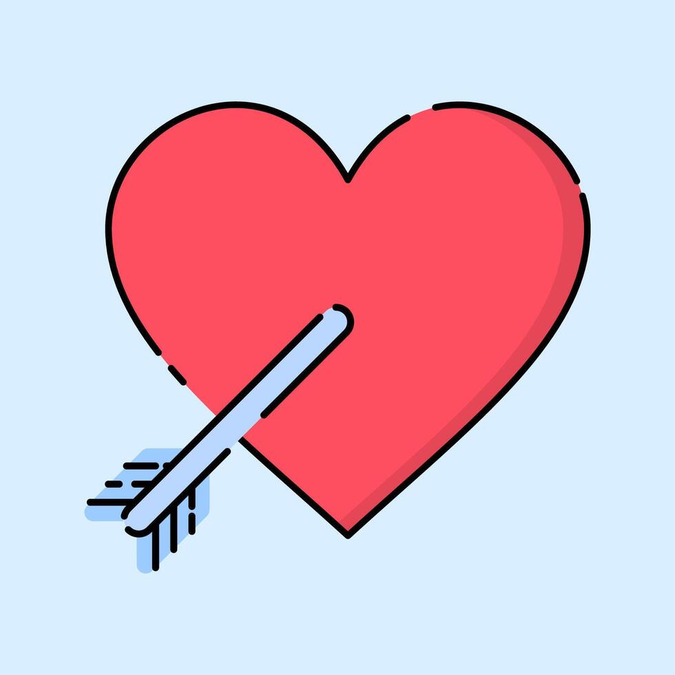 Heart with Arrow Icon Illustration, Soft Color Flat Design Style vector