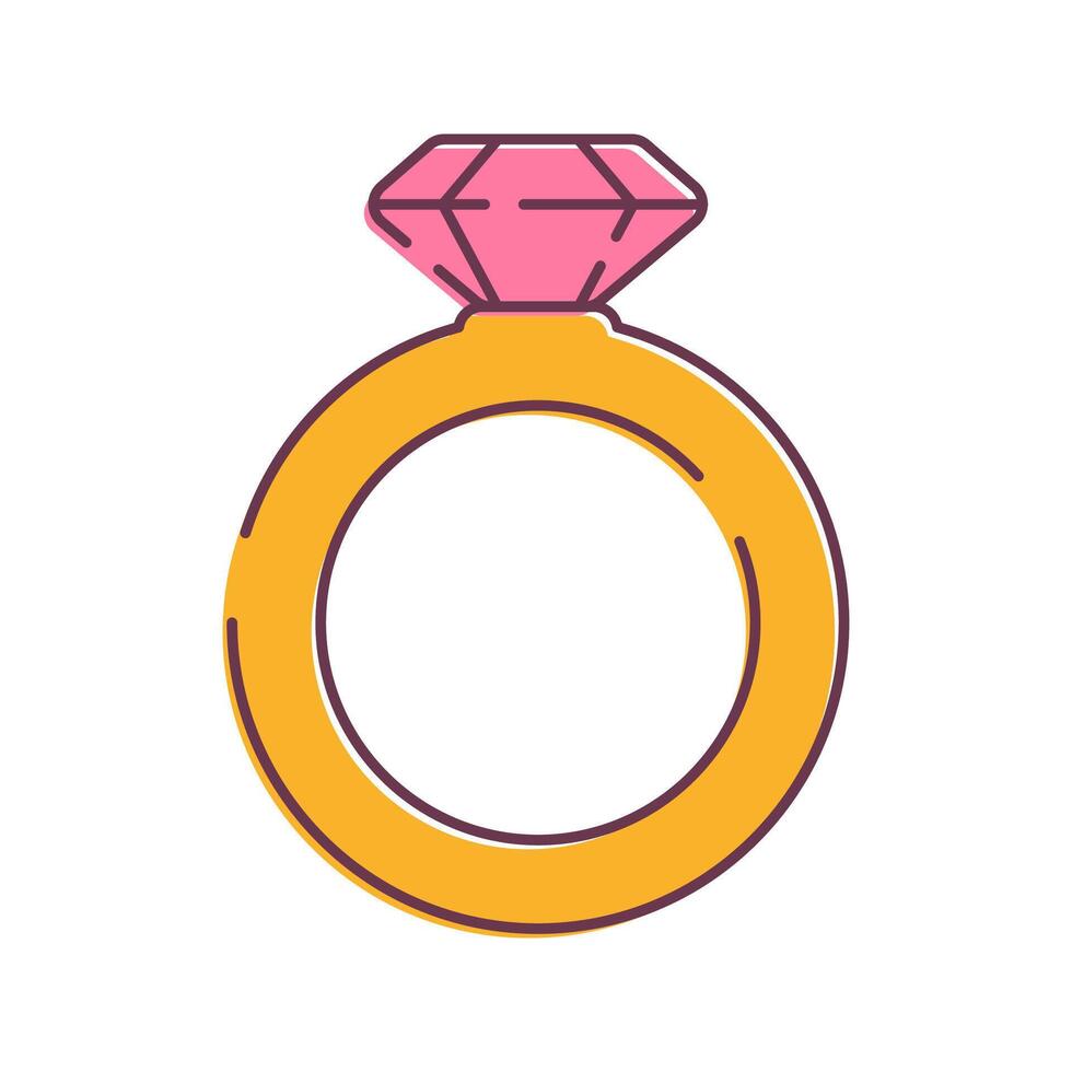 A golden ring with a large diamond. Represents elegance and luxury. vector