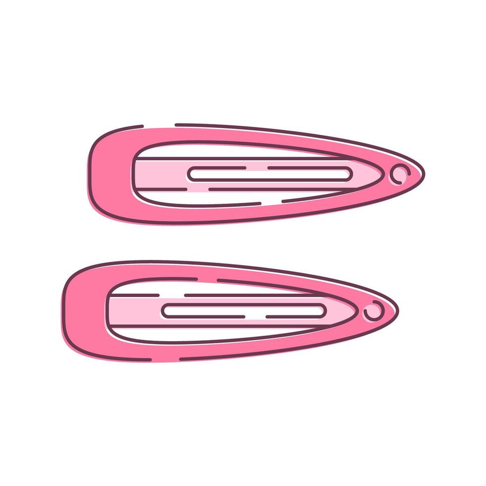 Two pink hair clips, perfect for styling and securing hair. vector