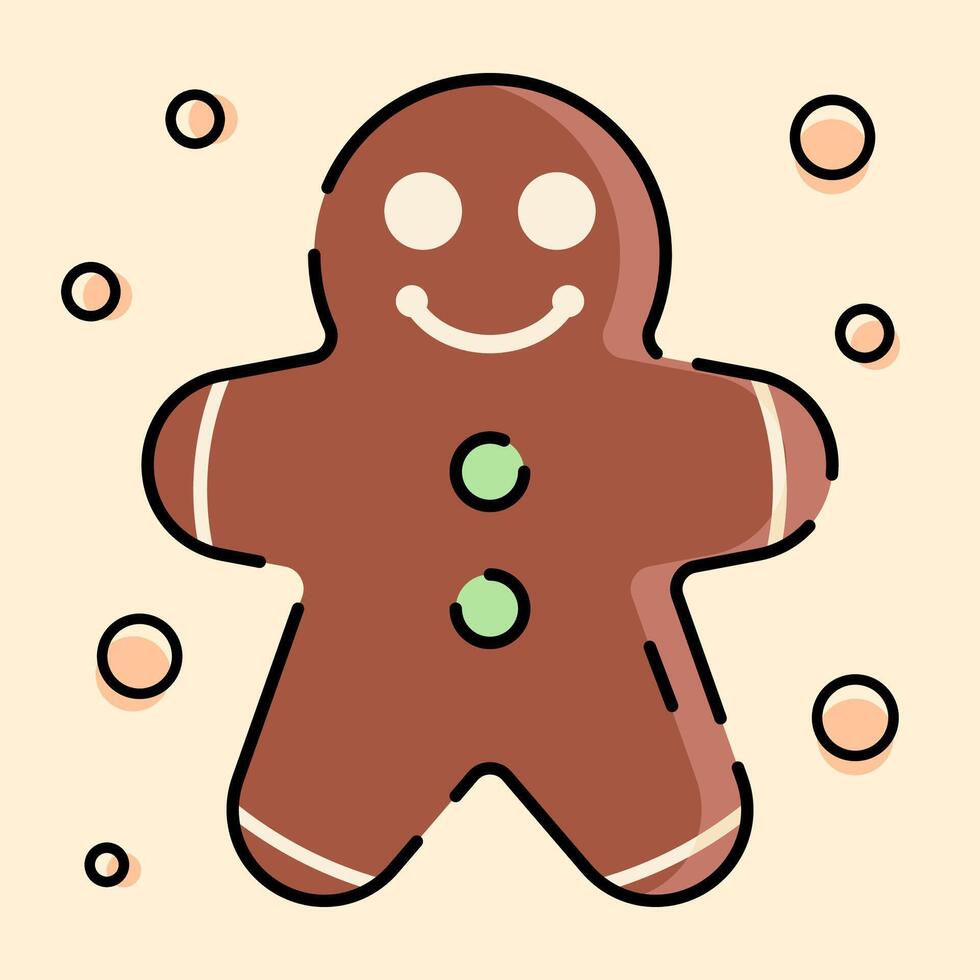 Gingerbread Cookies Icon Illustration with Flat Design Style vector