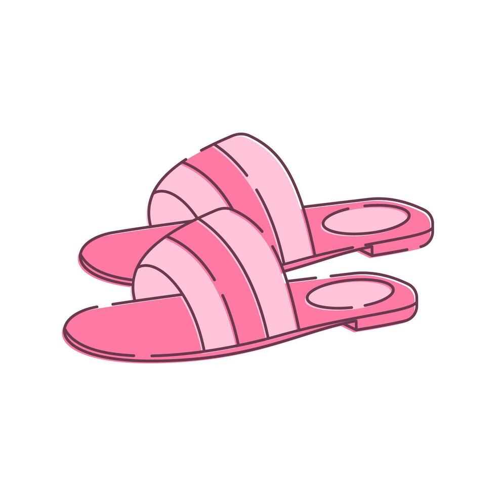 Pink slip-on sandals, great for summer or casual lounging. vector