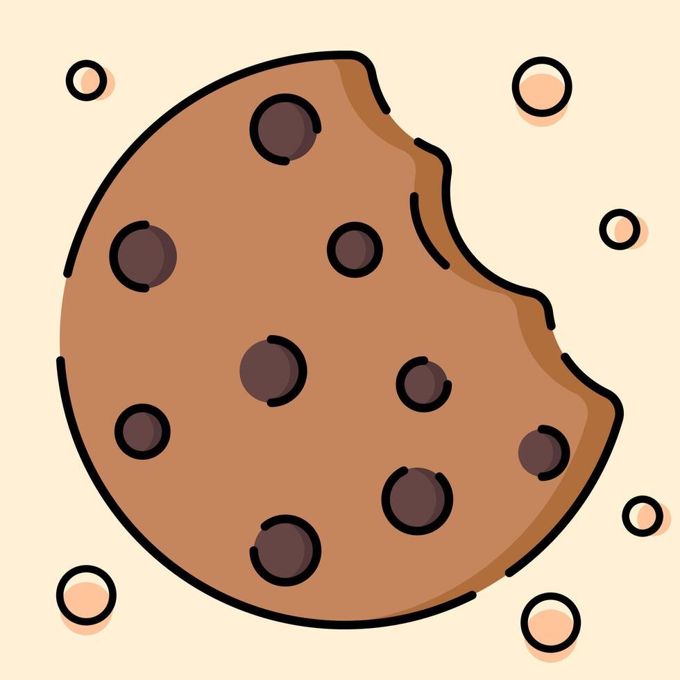 Chocolate Cookies Icon Illustration with Flat Design Style vector