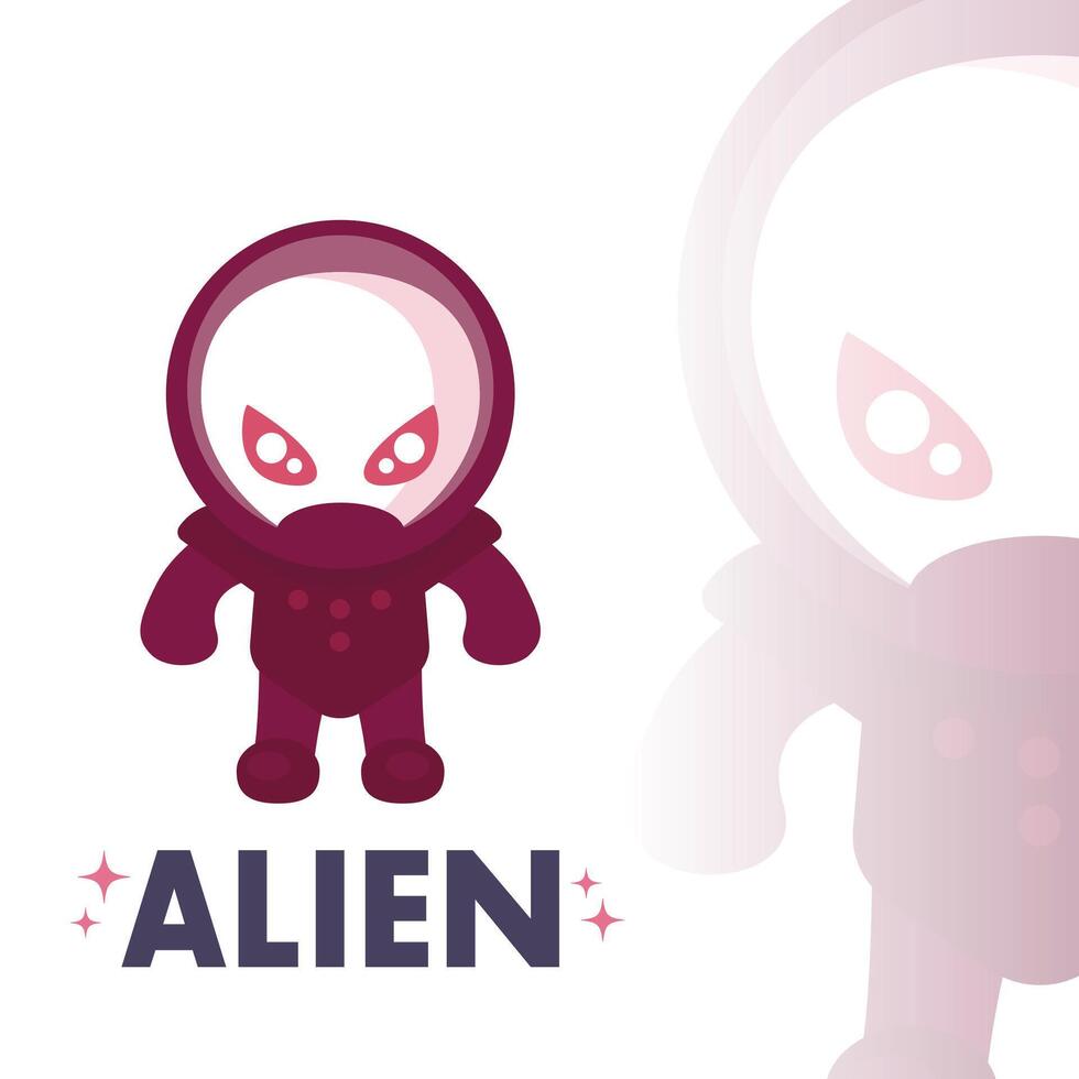alien in space suit in flat style over white vector