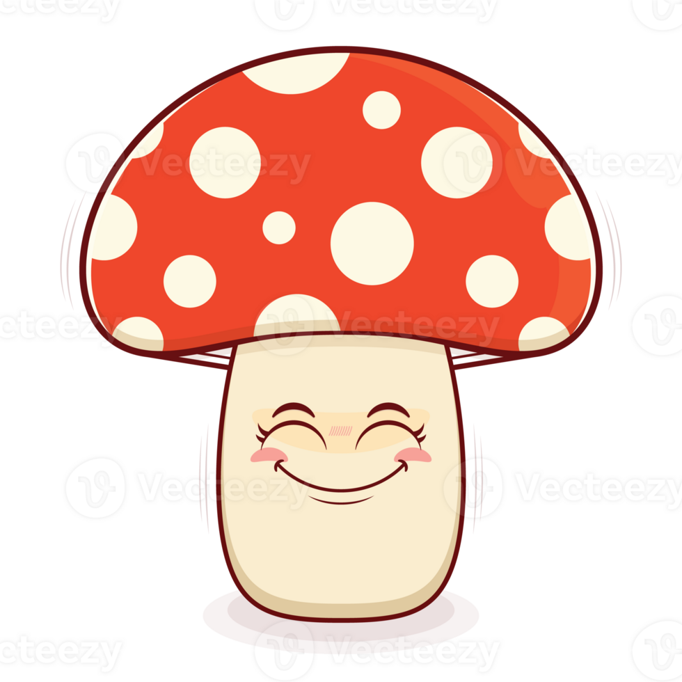 Cute Cartoon Mushroom happy Illustration png