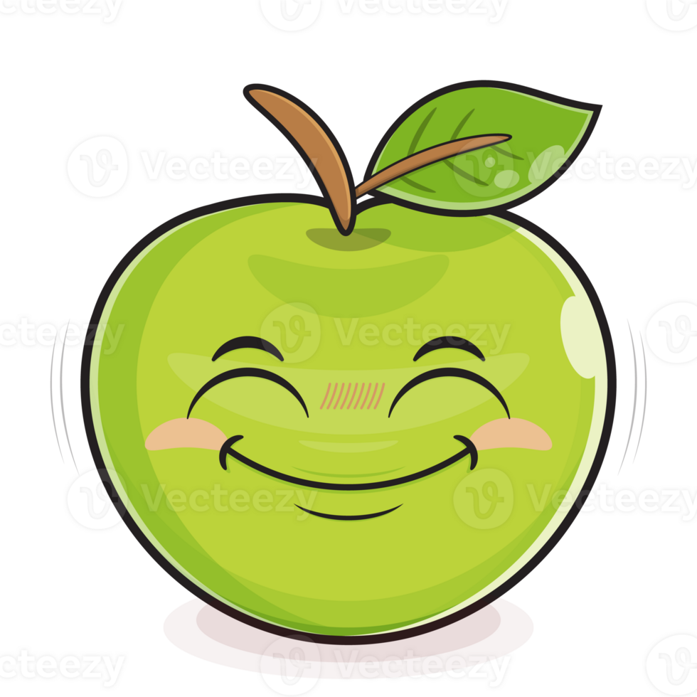 green apple happy expression cartoon png
