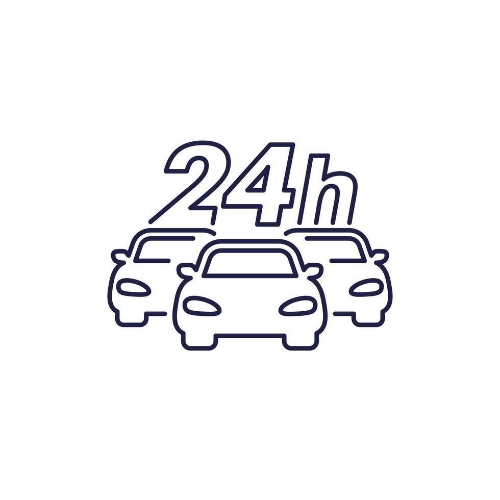 car fleet 24 hours line icon vector