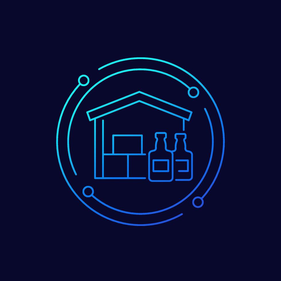 Alcohol warehouse icon in linear design vector