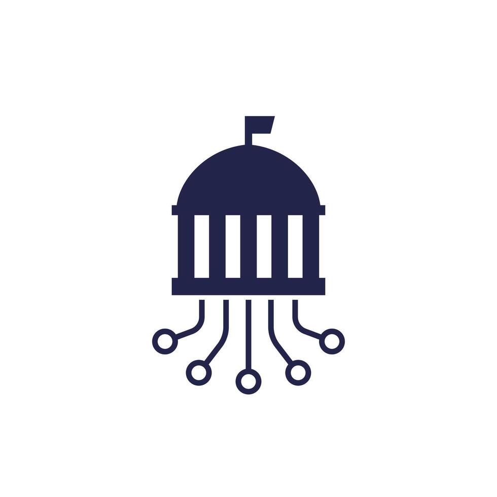 Electronic government icon, E-Gov pictogram on white vector