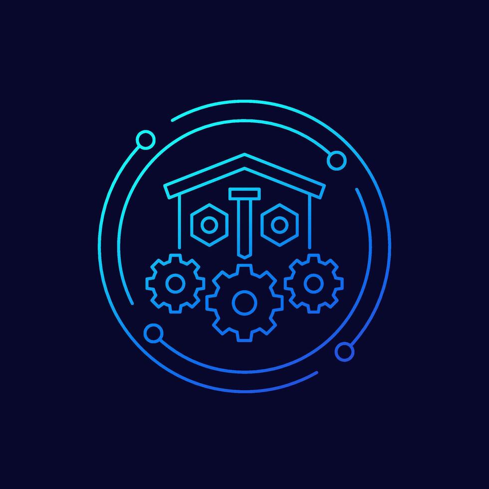 Spare parts management icon, linear design vector