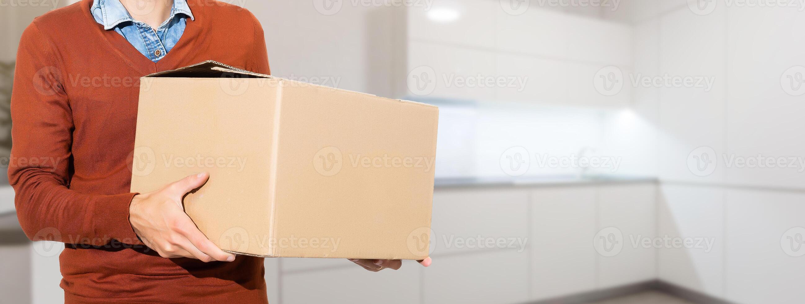 Delivery man with boxes, shopping photo