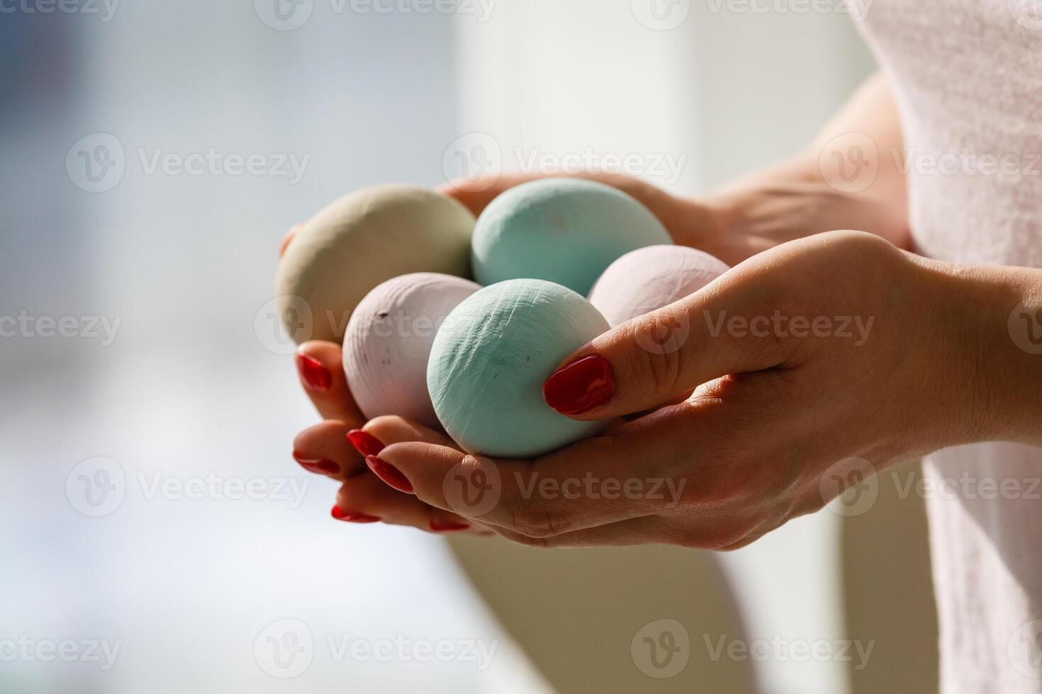Easter eggs in pastel colors photo
