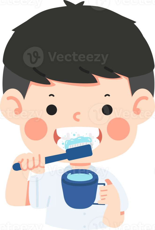 schoolboy brushing her teeth png