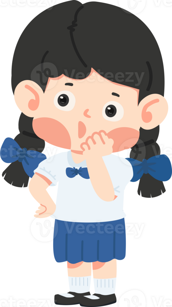 Kid girl students whispering secrets cartoon png