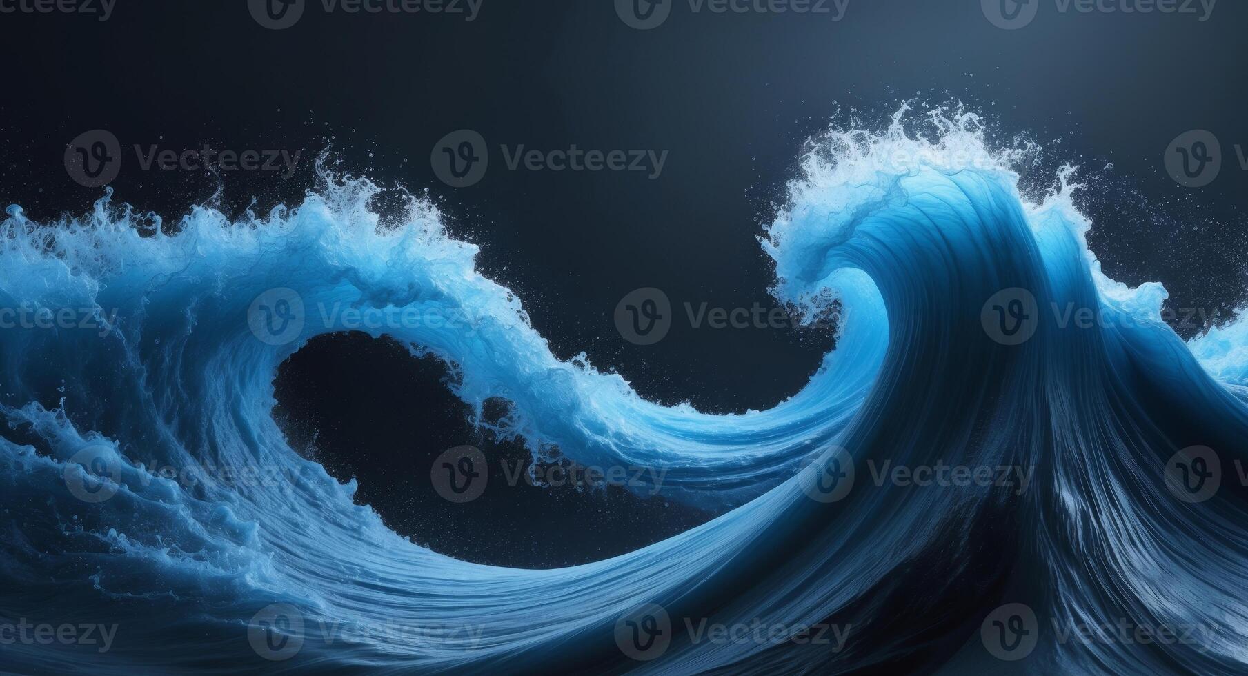 Abstract Blue Waves Swirling Over a Dark Background photo