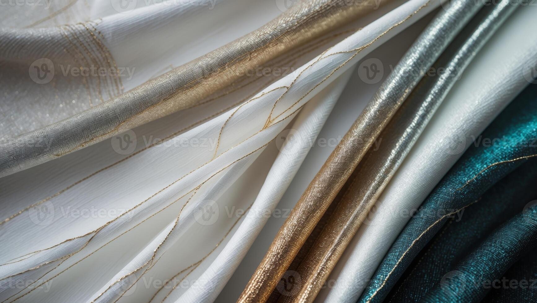 Exploring modern fabric textures and colors with subtle metallic accents in a contemporary design layout photo