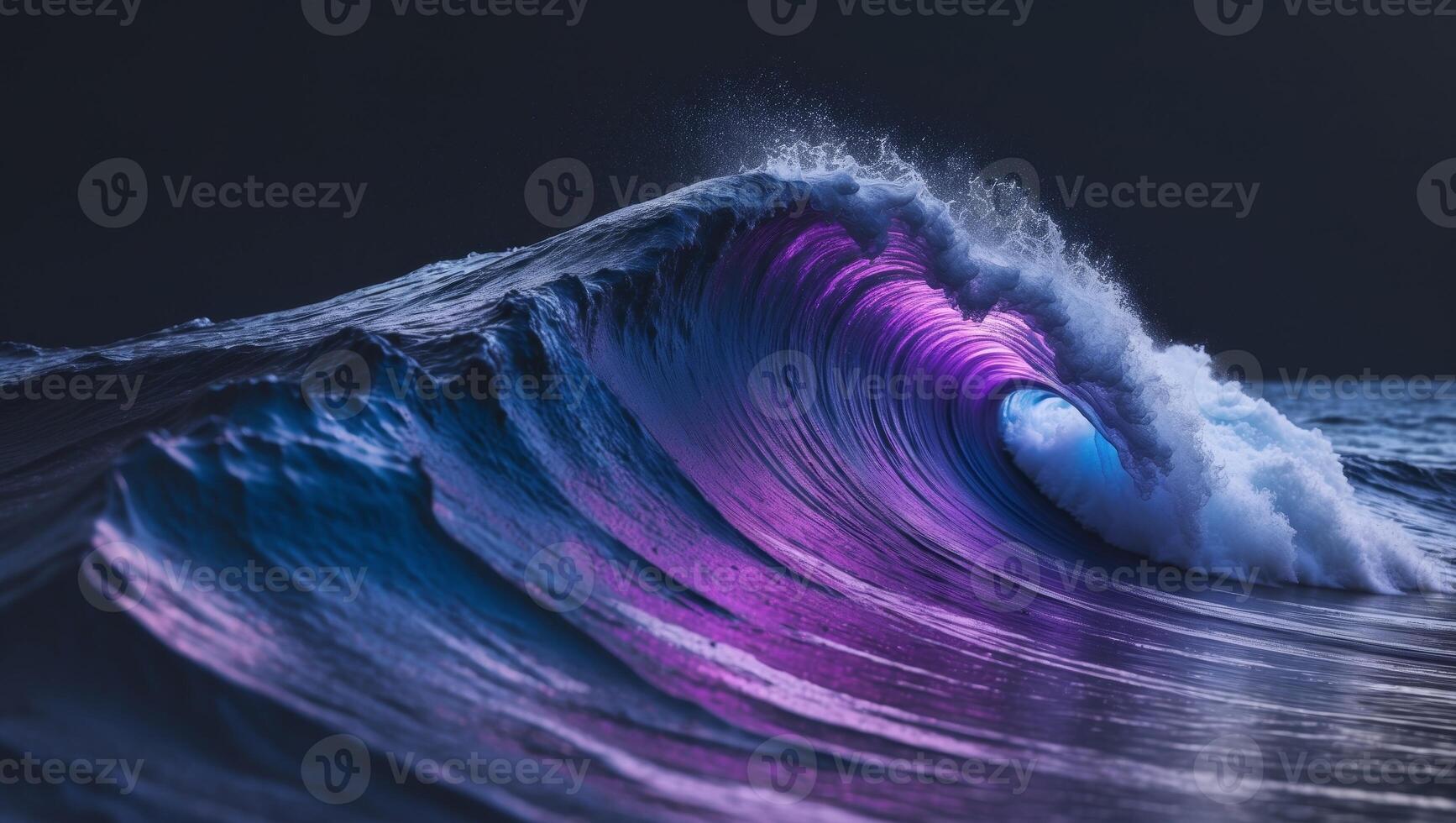 A purple and blue wave with a black background photo