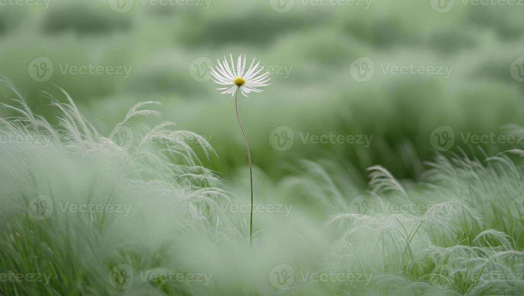 A flower with a long stem is in a field of grassA flower with a long stem is in a field of grass. photo