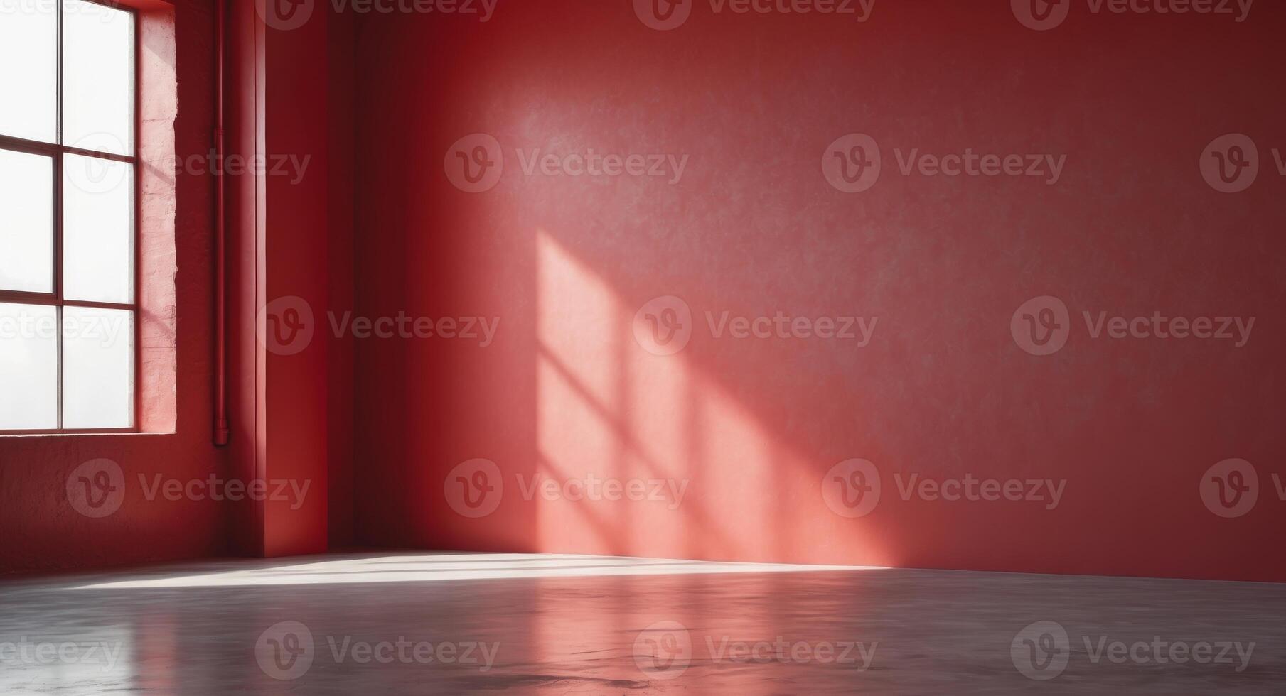A vacant red studio room serves as a backdrop for showcasing products photo