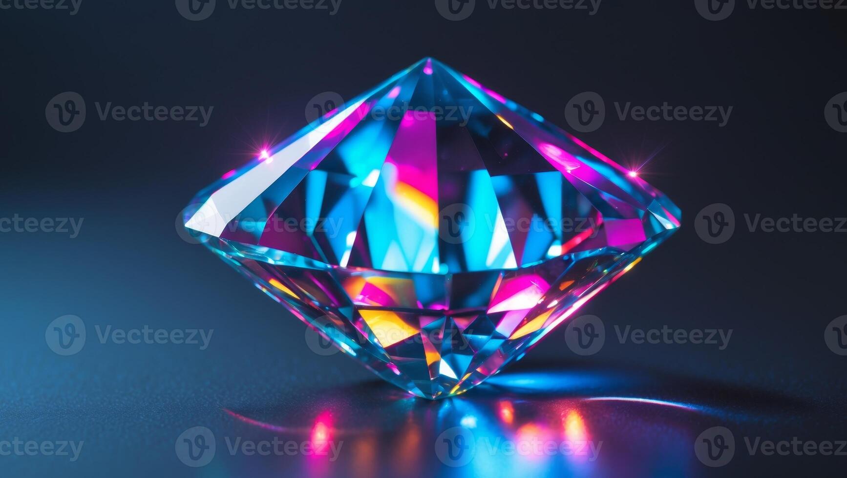 Neon Lights Reflecting on a Vibrant Crystal GemstoneNeon Lights Reflecting on a Vibrant Crystal Gemstone. photo