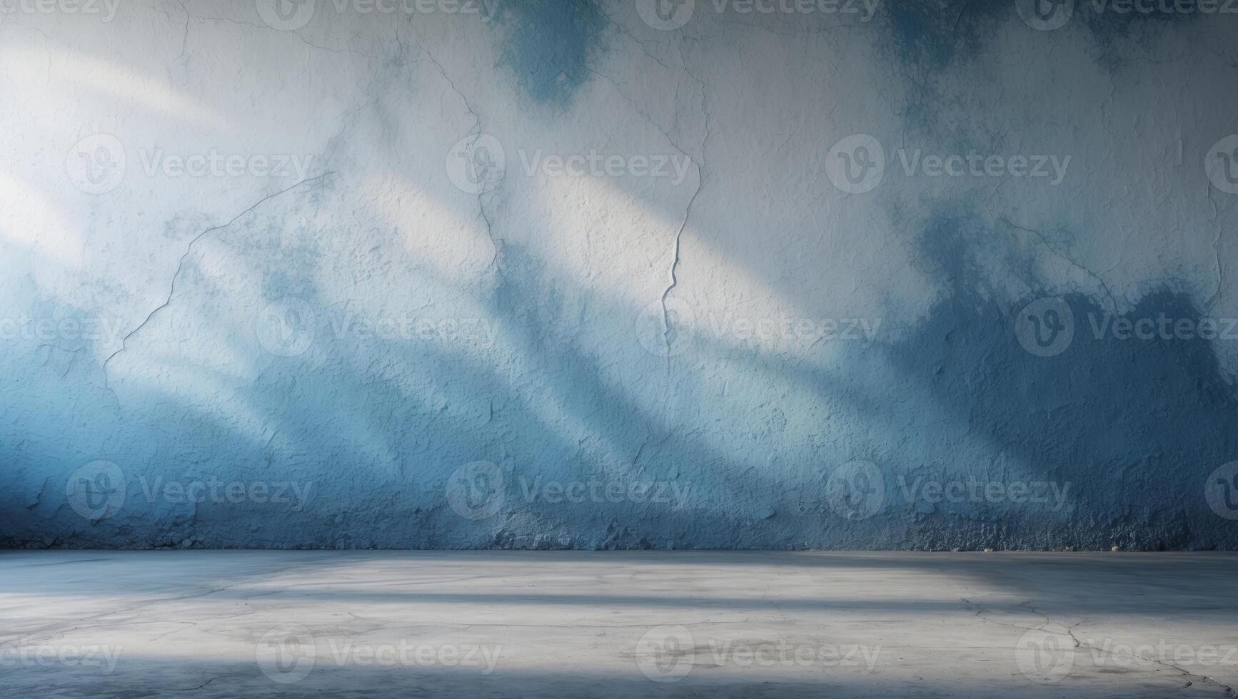 Blue and white textured wall with concrete floor backgroundBlue and white textured wall with concrete floor background. photo