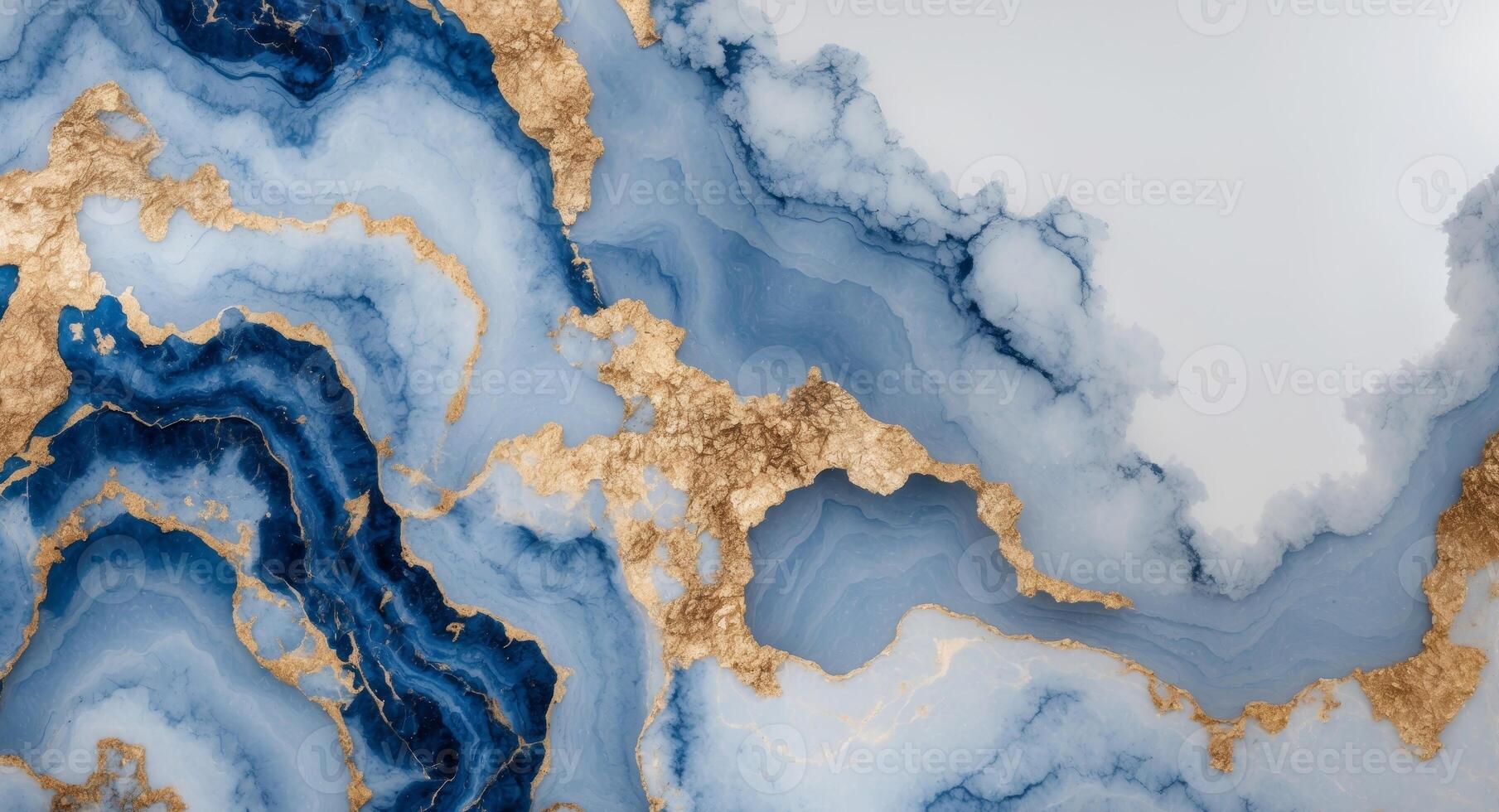 Abstract blue and gold marble texture with natural veining photo