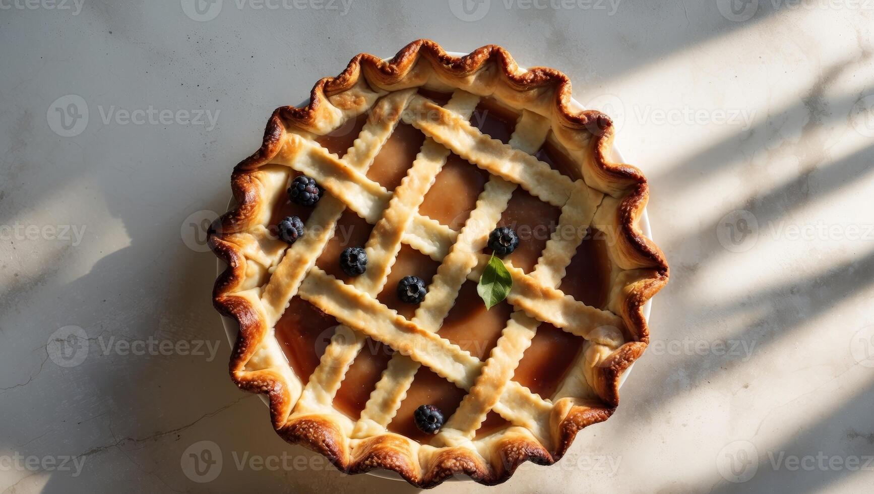 Appetizing Homemade Lattice Top Pie with Flaky Crust and Golden Brown Finish photo