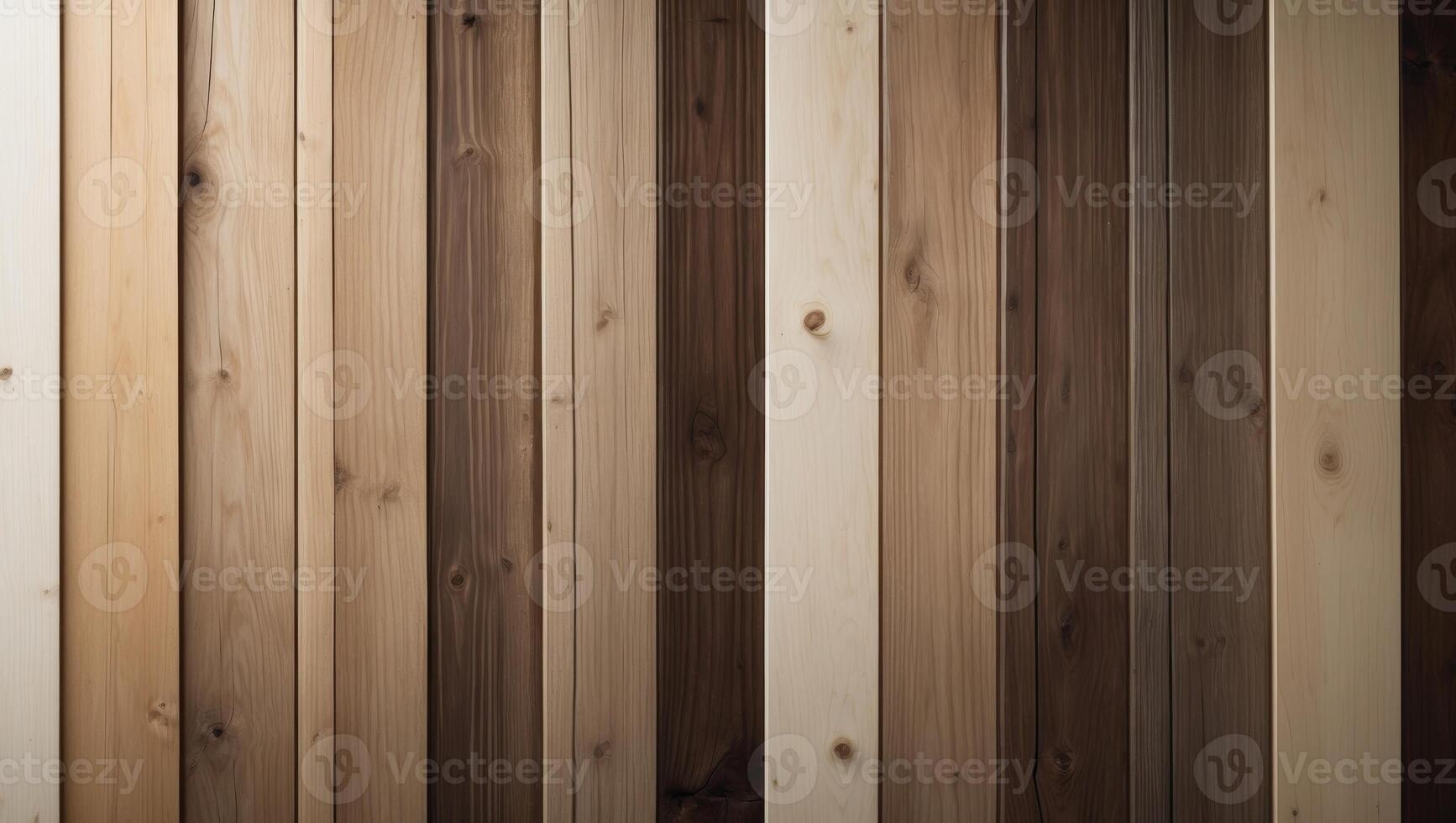 Gradient of vertical wooden planks in various shades of brown for textured background photo