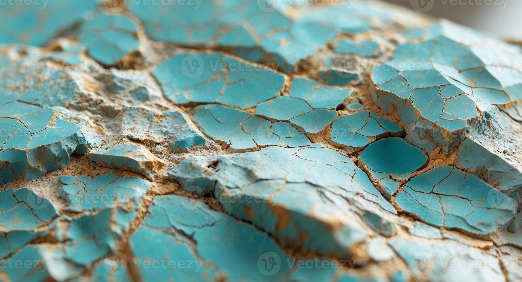 Textured turquoise stone surface with cracked and weathered layers photo