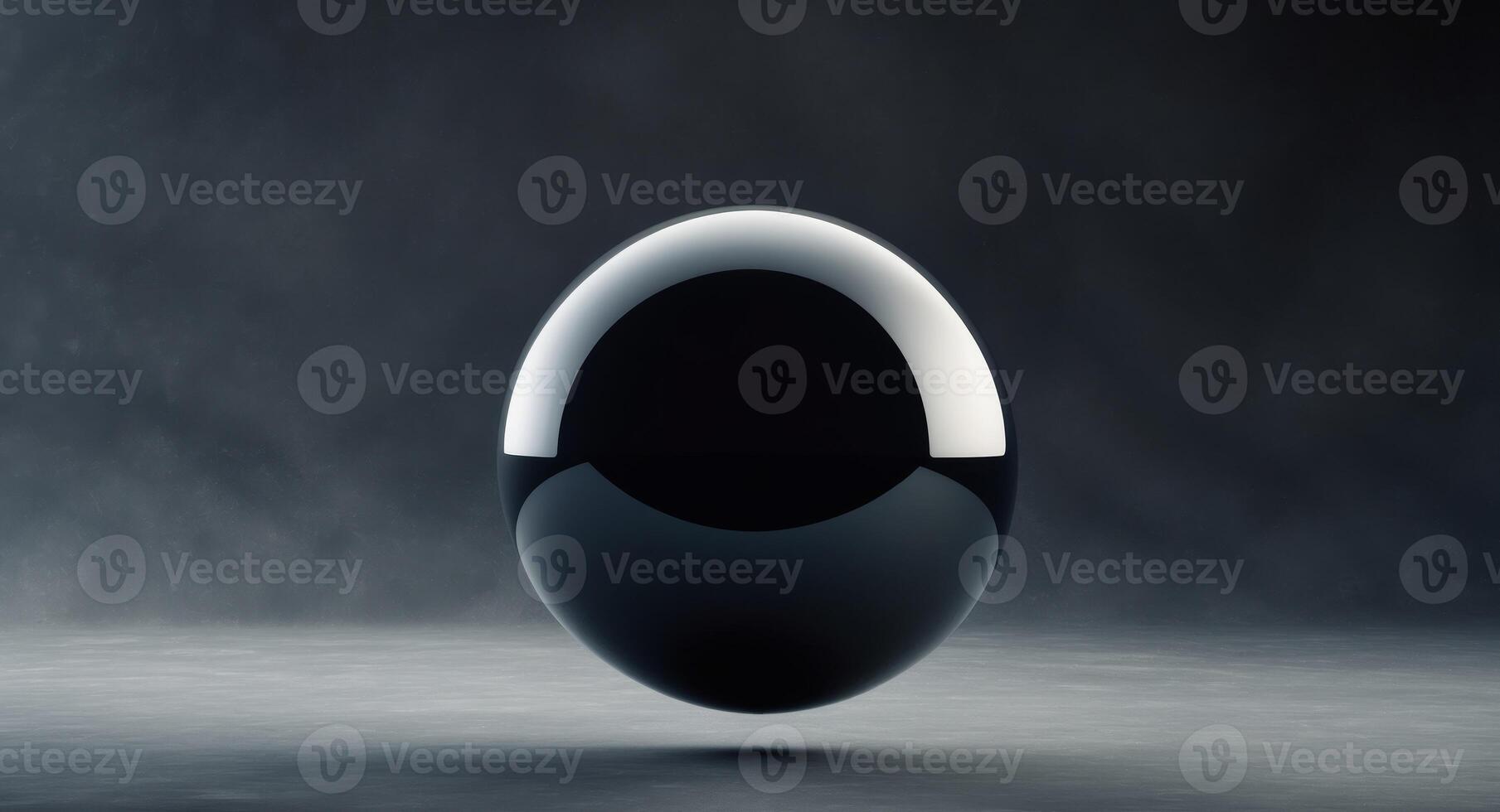 Large black sphere is in the middle of a dark background photo