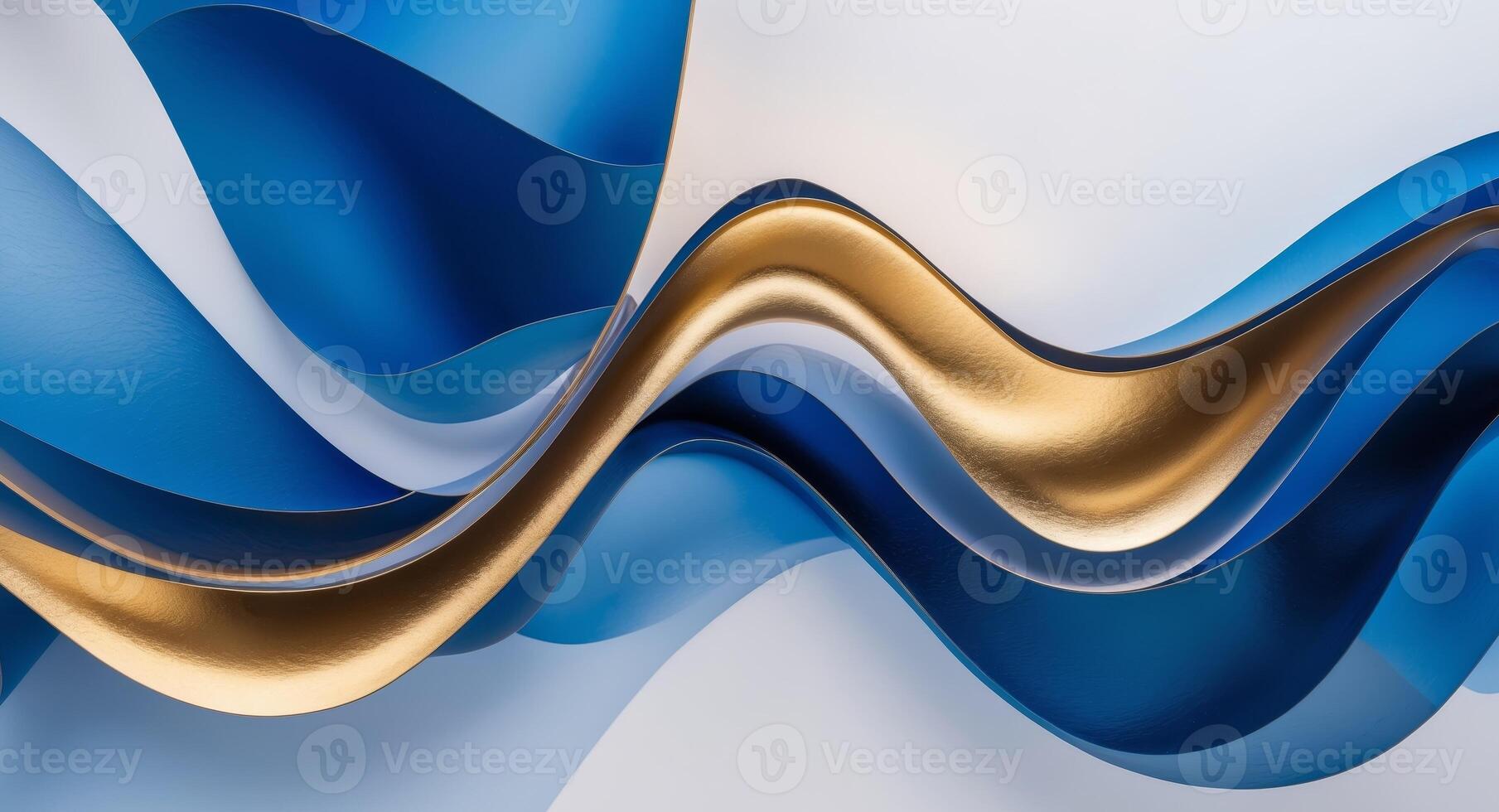 Beautiful abstract design featuring rich blue tones and gold accents in a layered formation photo